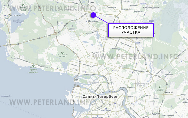 земельный участок в Парголово около КАД на карте